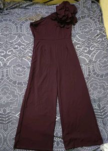 Maroon One-Shoulder Jumpsuit