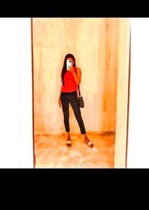 Vibrant Red Ruffled Blouse