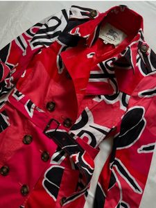Abstract Print Trench Coat