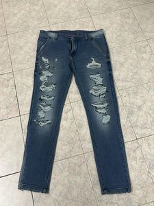 Distressed Blue Jeans