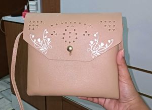 Chic Beige Crossbody Bag with Floral Design