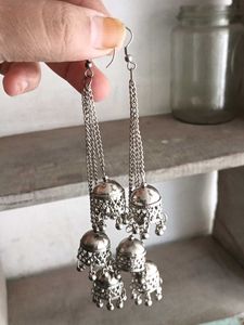 Boho Silver Jhumka Earrings