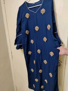 Party wear Blue Kurta With Golden Worked Butis