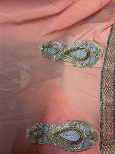 Elegant Peach Saree with Embellishments🫶🏻🔥