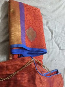 Elegant Red Banarasi Saree with xxl blouse