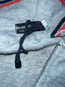 Grey Zip-Up Collared Top