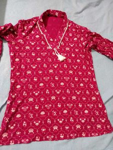 Vibrant Pink Floral Print short Kurti