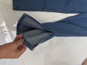 Stylish Blue Denim Jeans with Side Slits