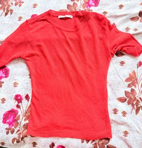 Vibrant Red Short Sleeve Top
