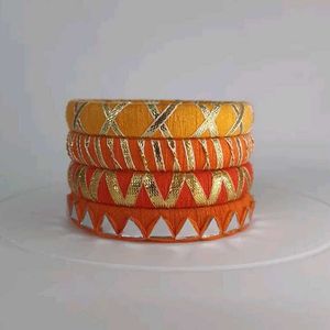 Yellow Thread Bangles (Set of 4)💛🧡🩷🩵