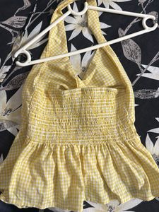 Yellow Gingham Halter Top