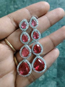 Red Stone Drop Earrings