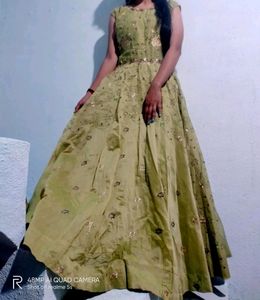 Parrot Green Colour Gown Like New One Time Use