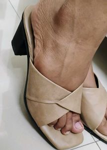 Women's Beige Wedge Sandals with flats