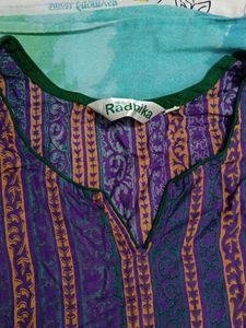 Purple Striped Cotton Kurta