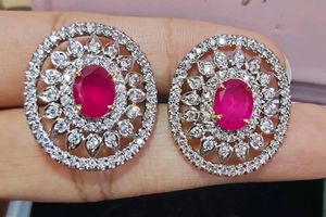 Ruby &amp; Diamond Halo Earrings