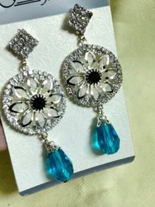 Dangle Earrings with Blue Drops