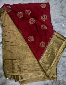 Red gold Banarasi Dola Silk saree