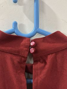 Maroon V-Neck Cutout Dress
