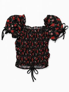Shein black floral top