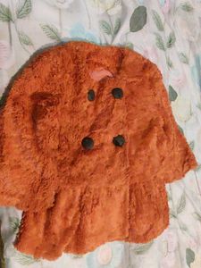 Cozy Orange Faux Fur Double-Breasted Jacket