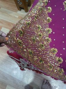 Beautiful Embroidered Purple Saree