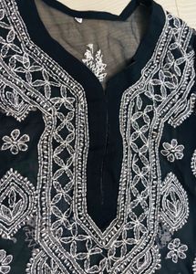 Elegant Navy Blue Chikankari Kurta Set