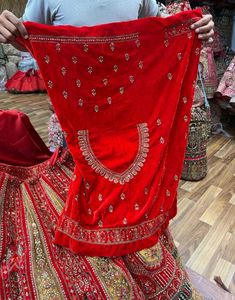 Stunning Red &amp; Gold Embellished Lehenga Choli