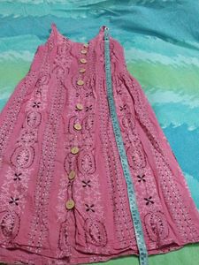 Pink Button-Front Midi Dress