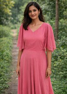 Pink Flowy Midi Dress