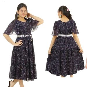 Chic Floral Print Midi Dress