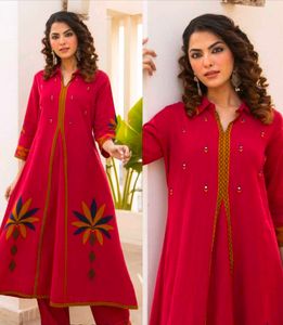 Vibrant Pink Kurta Set with Embellishments