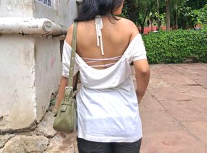 White Graphic Print Top