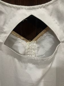 Elegant White Palazzo Pants with Gold Trim