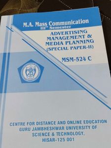 M.A. Mass Comm Advertising & Media Planning Book