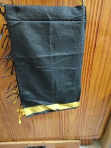 Elegant Black Dupatta with Gold Border