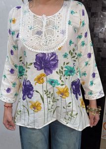 white colour Short Kurti for Girls / woman Whig