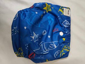 Blue Rocket Print Diaper