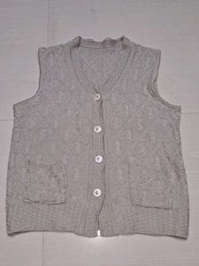 Cozy Grey Sleeveless Knit Vest of 1