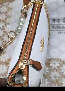 Coach White Pearl Accent Shoulder Bag