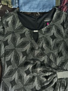 Sparkly Geometric Print Wrap Dress