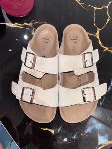 Cream Double Strap Sandals