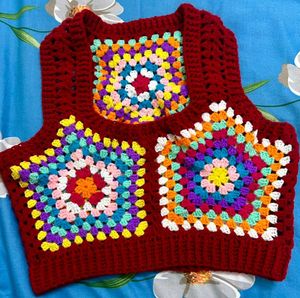 Handmade Crochet Granny Square Vest