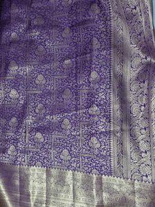 Exquisite Purple Silk Saree with Golden Weave