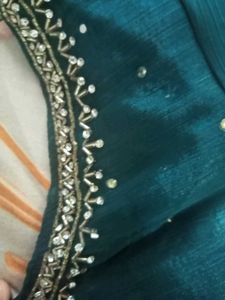 Stunning Teal handwork Embellished Saree
