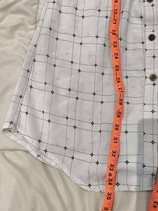 Chic White Checked Shirt Dress