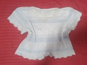 Chic Light blue Crochet Button-Up Top