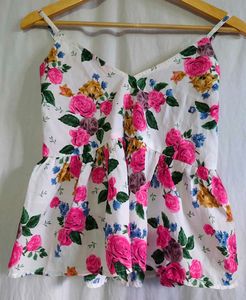 Floral Print Peplum Cami Top