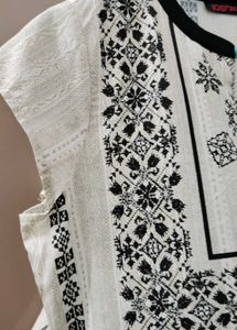 Stylish Greyish Dress with Black Embroidery