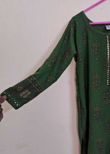 Green Printed Kurta